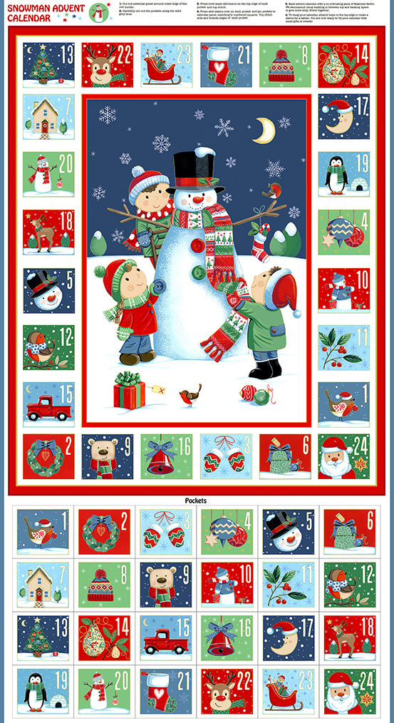 Santa's Christmas Snowmen Advent Panel